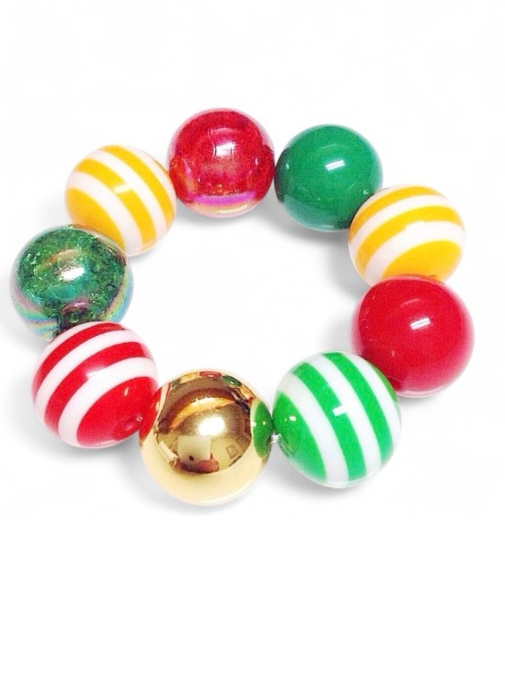 Handmade Cinco de Mayo Fiesta Bubblegum Bracelet Red Green Yellow Beaded